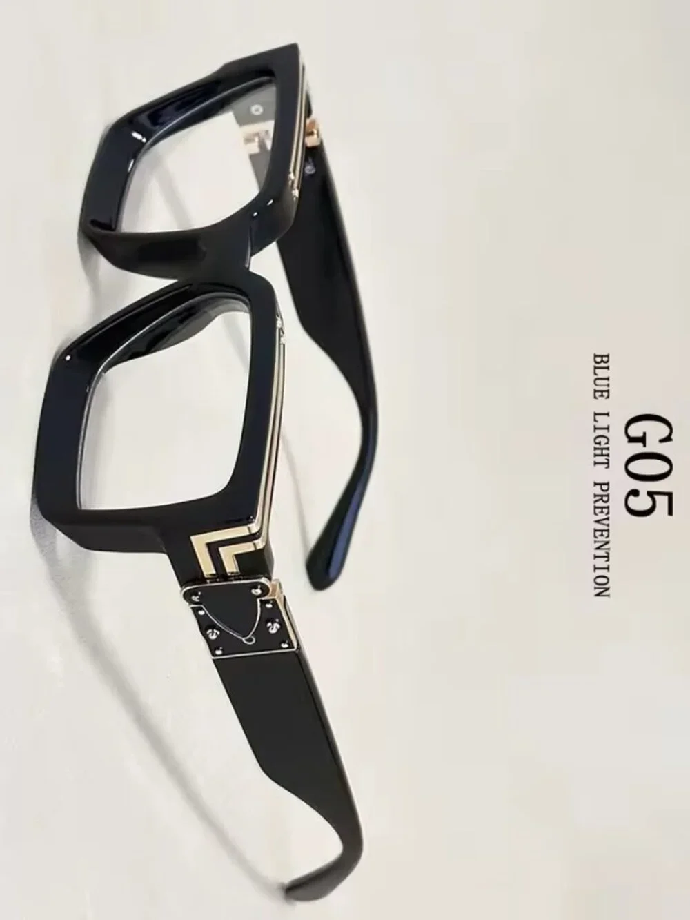 Metallic Enamel Gold Luxury Brand Designer Square Sunglasses Men